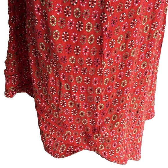 Anthropologie Maeve Daisy Midi Shirtdress Red size 14 Asymmetrical Hem - Picture 6 of 15